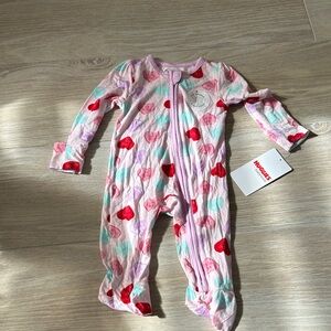 Hanes Pink and Red Heart Kids Footie